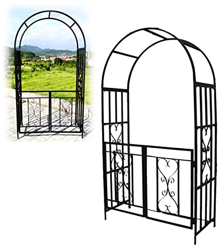 Rosenbogen Verzinkt Torbogen Schwarz Rankhilfe Metall Gartenbogen Pergola Mit Tür Einfache Installation