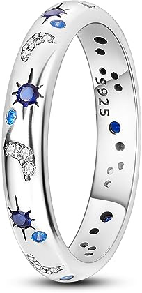 Hapour 925 Sterlingsilber Ring für Damen - Ewigkeitsring, Stapelbarer Schmuckring als Geschenkidee in Ringgröße 15-20