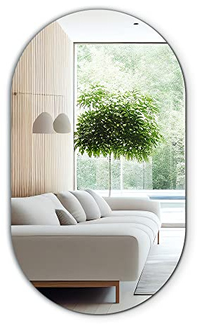 Tulup Grande specchio ovale moderno per bagno camera da letto 58x100 cm