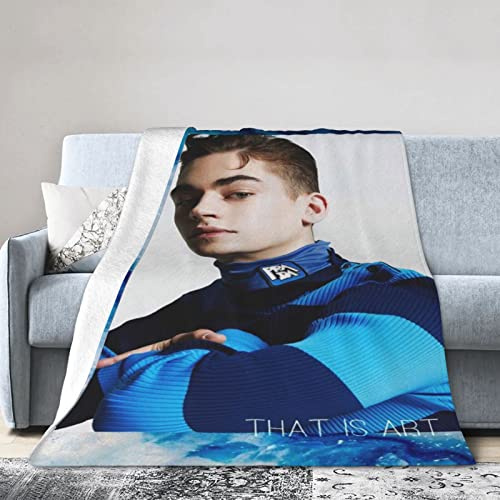 LOUJIN Hero Hardin Fiennes Scott Tiffin Couverture ultra douce et légère en flanelle polaire pour canapé, canapé et lit Noir