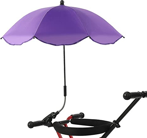 TITA-DONG Stuhlschirm mit Klemme, Universeller Verstellbarer Strandkorbschirm, UV-Schutz, Sonnenschirm für Terrassenstuhl, Strandkorb, Kinderwagen, Sportstuhl, Rollstuhl und Wagen(Lila)
