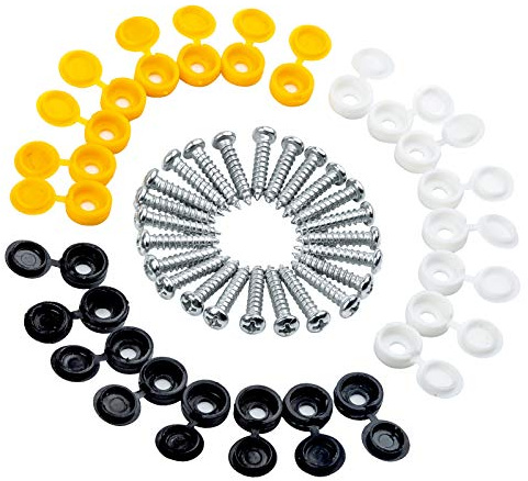 48PCS Vis et Bouchon, Vis pour Plaque D'immatriculation de Voiture, Kit de Vis de Fixation pour Plaque d'immatriculation pour Voiture et Moto