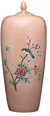 Flower Pot Retro Decor Ceramic vase Floor Standing Large Classical for Dry Flowers Decoration Art Home Household Living Room Hotel Bedroom Office Pink 21 x 48 cm Home Accessories