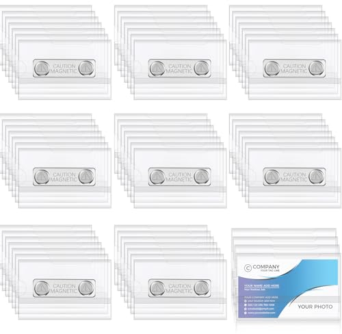 Faccito Magnetische Namensschildhalter 9 x 5,5 cm ID PVC Namensschilder Magnet Namensschilder für Kleidung Arbeit Konferenz Abzeichen Horizontaler Ausweishalter für Schule Unternehmen (60 Stück)