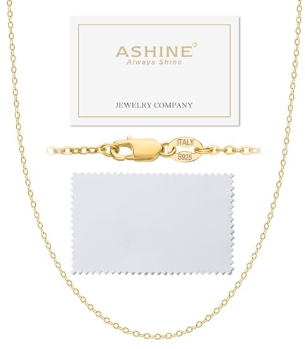ASHINE 14K Thin Gold Stainless Chain for Women 925 Sterling Necklace Cadena De Oro Para Hombre Jewelry with Lobster Clasp Necklaces (Gold 30 Inches)