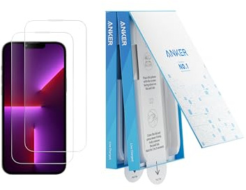 Anker Displayschutzfolie, blasen- und staubfreies HD Panzerglas, Schutzfolie für iPhone, langlebig und sturzsicher mit 9H Härte, einfache Installation, exklusiv für iPhone 13Pro Max/14Plus (2er-Pack)