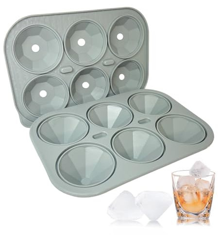 Moldes de hielo grandes, moldes de hielo grandes | Bandeja de hielo geométrica grande de 6 rejillas, molde de hielo de silicona, resistente a la temperatura, moldes de hielo de grado alimenticio con