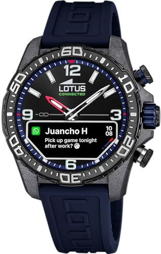 LOTUS Montre Intelligente Homme Hybride Connected D Caoutchouc Bleu - Analogique Intelligent 20000/1 - Contrôle Musique, Compteur de Pas, Notifications et Rejet d’Appels - Jusqu’à 10 Jours d’Autonomie