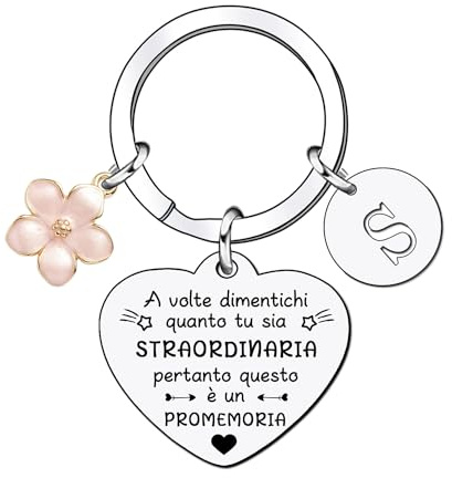 YJYJZX Ispirativo regalo portachiavi per le Donne Uomo,A-Z 26 lettera iniziale ciondolo portachiavi a volte dimenticati quanto tu sia straordinaria pertanto...Per Figlia Sorella Amici Mamma