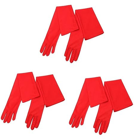 SOIMISS 3stücke Lange Brauthandschuhe Rot Elegante Hochzeits Und Abendhandschuhe Für Damen Für Verlobung Kostümfeiern Und Formelle Anlässe