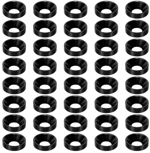 PATIKIL Rondelle Fraîche M6 à Tête Fraisée, Noir 40 Pcs Alliage d'Aluminium