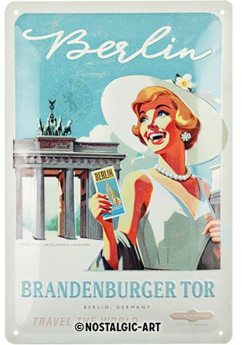 Nostalgic-Art Retro Blechschild, 20 x 30 cm, Berlin Brandenburger Tor – Souvenir & Geschenk-Idee, aus Metall, Vintage Design, Blechschilder Sprüche | aus Metall, Vintage Design, Blechschilder Sprüche, Souvenir & Geschenk-Idee