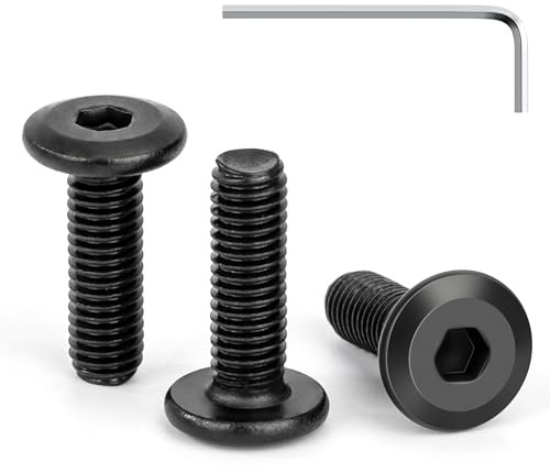 Tunejoy 30 Pezzi Viti a Testa Piatta M5 x 16 mm Nero Vite a Testa Esagonale Bulloni in Acciaio Inox A2 V2A Bulloni per Mobili con Chiavi a Esagono Filettatura Completa