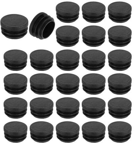 QUARKZMAN 28 Stück Runde Abdeckkappen, Schwarze Blindstopfen, Rohrabdeckung aus Polyethylen 30mm (1,18 Zoll) Möbelbeinrohr Einsatz Kunststoffkappen, Verschlusskappe für Stuhl Sofa Regal