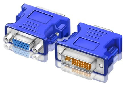 AANAN Adaptateur DVI vers VGA haute définition DVI24+5 mâle vers femelle, convertisseur de carte graphique vers moniteur(Blu)