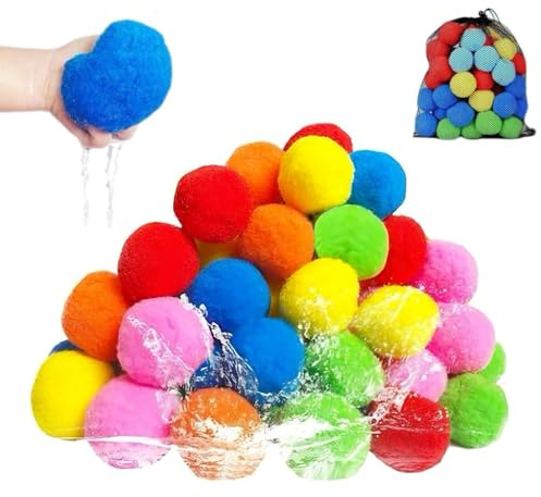 Bombes Eau Réutilisables, 30PCS Balles D'eau Éponge, Jouet Souple Réutilisable Absorbant Ballon Leau Pour E-nfants Et Adultes, Lavable Éclaboussures Bombes Ballon Extérieur Eaus, Pour Piscine Plage