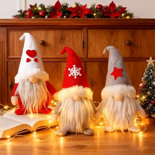 dellyy 3 PCS Wichtel Figuren Weihnachten, Weihnachtswichtel Deko, 30CM, Plüsch Weihnachtsdeko Wichtel, Weihnachtsdeko Zwerg, Weihnachtszwerg Figuren Dekoration für Weihnachtsdekoration Hause