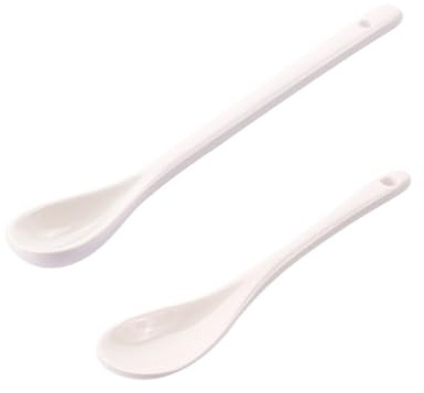 Cuchara Sopera de Porcelana de Color Claro 5 Piezas Reutilizable | Mango Largo, Borde Redondeado, para Arroz y Sopa de Tono, Uso en Catering y Tienda de Comida