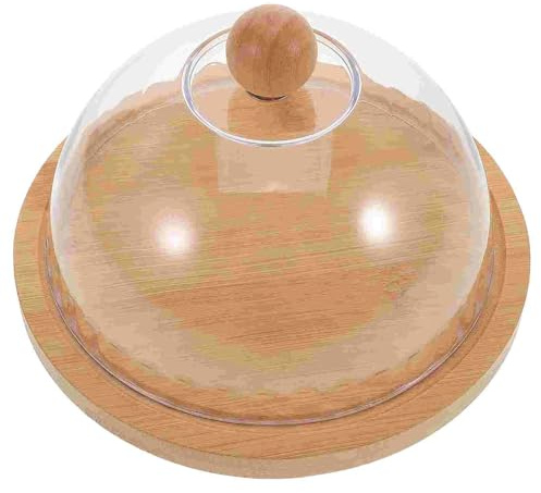 Boite A Beurre,Beurrier Ceramique Boîte à beurre ronde en bois avec couvercle verre, support gâteau, plateau de service for fromage la crème, récipient rangement for cuisine, salle manger, bar
