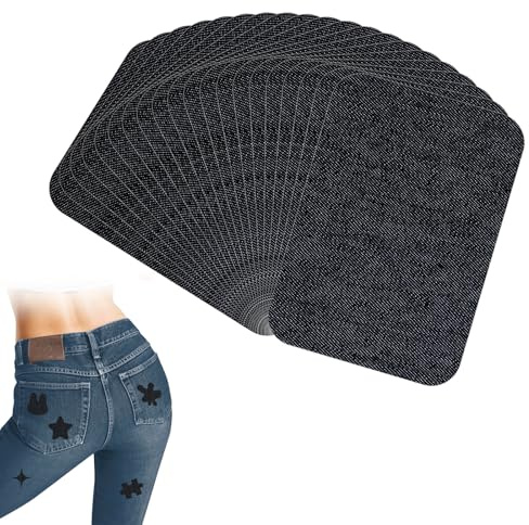 DOPENPSI 20 Stück Schwarz Reparaturflicken zum Aufbügeln, 10.8 x 7.6cm Iron On Repair Patches, Eignet sich zum Reparieren und Verzieren von Jeans, T-Shirts, Rucksäcken, Kleidung, Hosen
