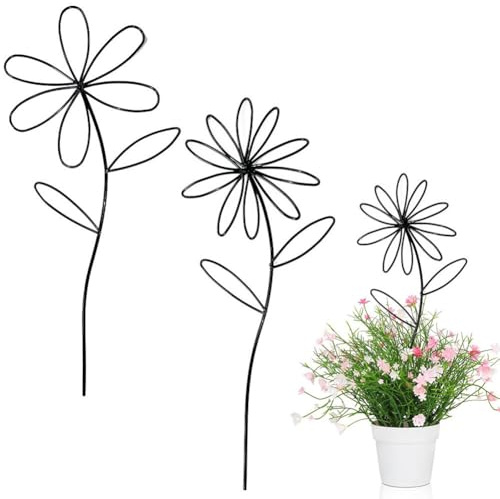 Lawnoval Zimmerpflanzen-Rankhilfe 2er Pack Metall Blatt Design Rankhilfe Rankhilfe für Efeu und Grün-Dill 32x14cm Schwarz