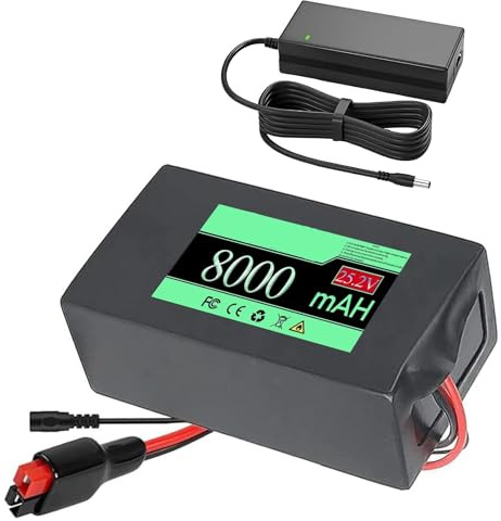 Batería De Bicicleta Eléctrica De 24V, Batería De Iones De Litio De 25,2V, 8Ah, 10Ah, 12Ah, 15Ah Y 20Ah, Batería Recargable For Scooter con Cargador For Motor De 50-500W(25.2v 8ah,Anderson Plug 2)