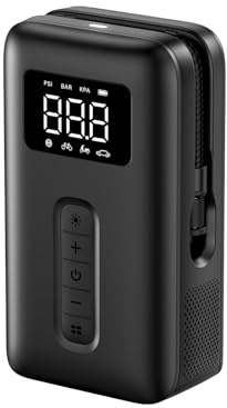 Cordless Tire Inflator Air Compressor, 150PSI Portable Air Pump with Digital Gauge & Auto Stop, Fast Inflation for Car Tires, Bikes, Motorcycles, Sports Balls, Emergency LED Light, Car Accessory Gift
