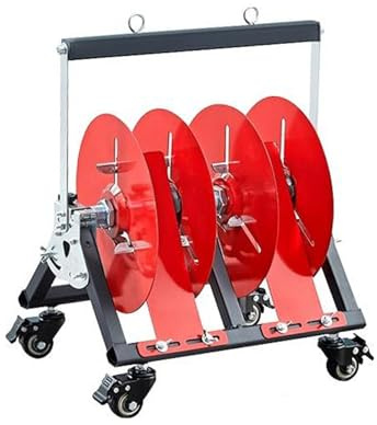 XYIANG Portable Wire Spool Rack with Wheels - Multi-Spool Cable Caddy Dispenser for 2/3/4 Rods & Side Trays - Ideal for Construction Sites & Retail Use(35X45X28Cm)