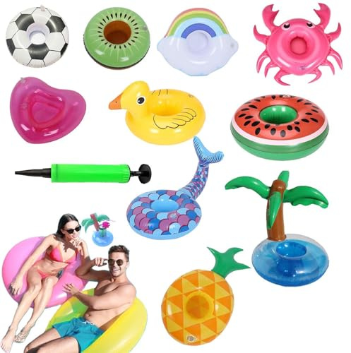 Pool Dryckeshållare - 10-Pack Uppblåsbara Söta Partykoppsleksaker,Flytande Dryckeshållare För Vuxna | För Sjö, Utomhusbruk, Bakgård, Simning, Och Sommar, Födelsedag, Solbad Och