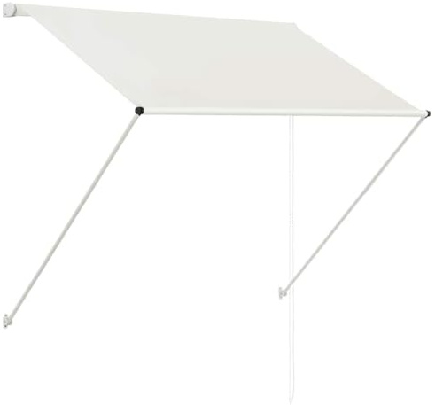 Favemtsl Einziehbare Markise 100x150 cm Creme Fallarmmarkise für Fenster Balkon und Terrasse Manueller Sonnenschutz aus Polyester mit Stahlrahmen Verstellbare Höhe und Neigungswinkel