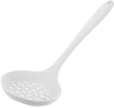 LALADEFIEE Schiumarola in Silicone Bianco Flessibile e Leggera, Utensile da Cucina Essenziale per Cucinare e Scolare nel Hot Pot, Design Integrale Antiaderente