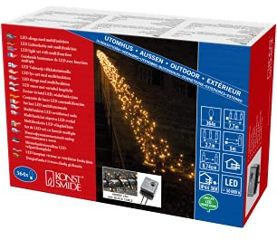 Konstsmide Micro LED Büschellichterkette Cluster, mit 8 Funktionen, Steuergerät und Memoryfunktion, 364 bernsteinfarbene Dioden, 36V Außentrafo, schwarzes Kabel - 3860-800