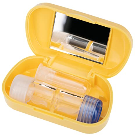 Kit da viaggio con custodia per lenti a contatto rigide RGP | Specchio | Dispositivo di rimozione dell'aspirazione | Giallo