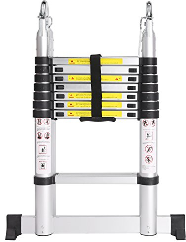 Meditool 5M Scala Telescopica, Scala alluminio pieghevole scala multiuso Scaletta 16 gradini, Capacità 150kg, 2.5M+2.5M