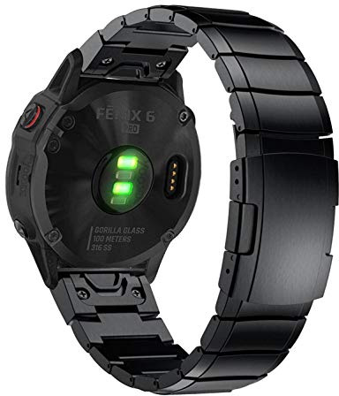 YOOSIDE für Fenix 5 Armband, Quick Fit Edelstahl Gliederarmband Ersatzarmbänder Uhrenarmband für Garmin Fenix 5/Fenix 5 Plus/Instinct/Forerunner 935/Approach S60/MARQ
