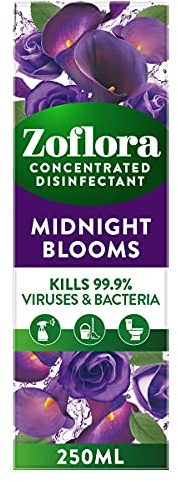 Zoflora Midnight Blooms Concentrated Multipurpose Disinfectant Liquid, Antibacterial & Multi-Surface, Pet Safe Disinfectant, Kills 99.9% Of Bacteria & Viruses, 1 X 250 ml