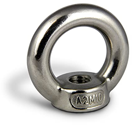 PROTECH 1 Stück Ringmutter M10 Edelstahl rostfreier A2 V2A Ösenmutter DIN 582 Augenmutter mit Gewinde Mutter Öse Ringösen 304 poliert