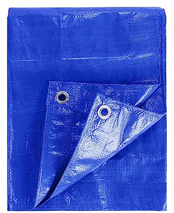 KAV 1,80 x 2,40 m, blau, wasserdichte Abdeckplane, Tarp, Abdeckplane für Gartenmöbel, Camping, Dach, Wohnwagen, Baustelle, Bodenplane mit Ösen, 120 g/m²