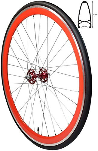 Redondo 28 Zoll Vorderrad Singlespeed Fixie Laufrad Felge Rot Schwarz + Reifen