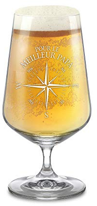 AMAVEL Verre Tulipe à Bière avec Gravure, Rose des Vents, pour Le Papa, Fête des Pères, 0,4 L