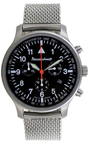 Messerschmitt Aristo Herren Uhr Flieger Chronograph ME-3H202M Edelstahl
