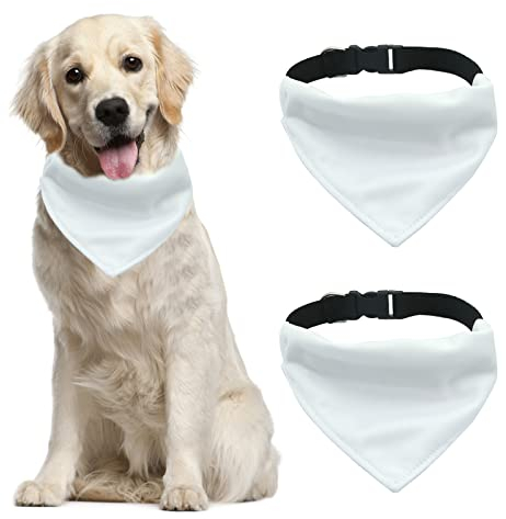 HACRAHO Hundehalstuch Mit Verstellbarer Schnalle, 2 PCS Hund Sublimation Doppelseitiges Leeres Hundehalstuch Mit D-Ring Verstellbares Hundehalstuch Mit Schnellverschluss-Schnalle, XL