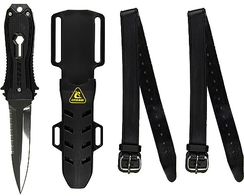 Cressi Unisex-Adult Lizard Knife, Schwarz/Silber, Klinge 10,5 cm