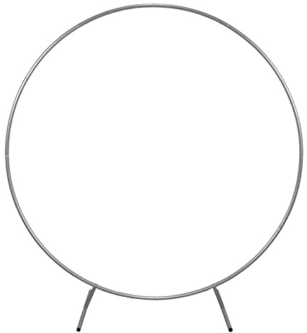 Wedding Moongate Arch Silver 2m/ 200cm Moon Gate Arbour Round Outdoor Decor Background Flower Balloon Circle Hoop Frame Backdrop Party Decoration Prop Floor Standing Baby Shower Birthday Christening
