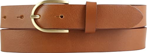 BELTINGER Damen-Gürtel aus Vollrindleder mit goldener Gürtelschnalle 3 cm | Leder-Gürtel für Damen 30mm | Chino-Gürtel
