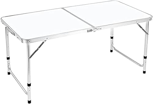 REQUISITE NEEDS Indoor Outdoor (4ft) Folding Camping Table Picnic Table with Adjustable Height, Aluminium Foldable Portable for Kitchen Garden Party Compact Small BBQ Picnic Table