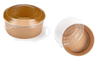 Insalatiera in cartoncino 750 ML monouso - 50 pezzi con coperchio ciotola bio carta - salad bowl contenitore food delivery usa e getta - insalate, poke, pasta | DOT Horeca Solutions