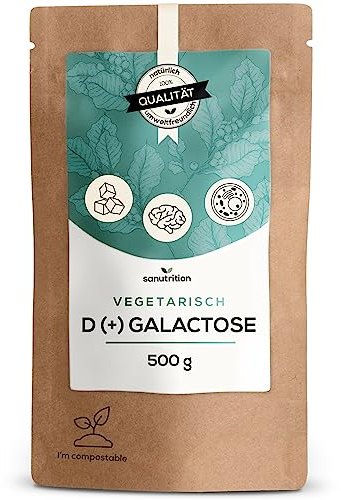 D(+) Galactose Pulver | 500 g Beutel | Qualität aus Österreich | Schleimzucker | Vegetarisch | Reinheitsgrad von 99% | Sanutrition