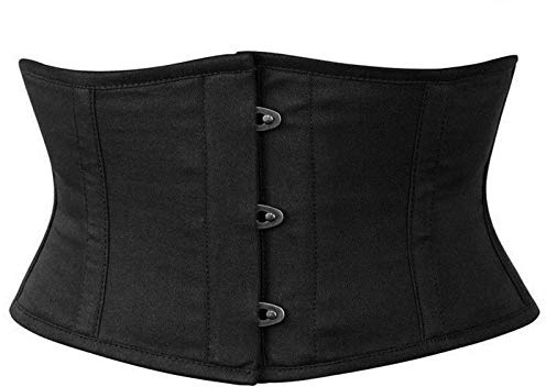 Womens Waist Trainer Cincher Heavy Duty Steel Boned Underbust Waspie Cotton Corset (as1, alpha, x_s, regular, regular, Black)
