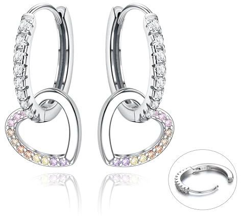 LOLIAS 925 Sterling Silver Stern Ohrringe Ohrhänger Baumeln für Damen Mädchen Bunte Funkelnde Schmetterlings Herz CZ Charme Kleine Tropfenohrringe Hypoallergene Silber Huggie Creolen